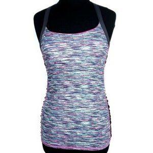 Ideology Black Pink Athletic T Strap Back Shelf Bra Tank